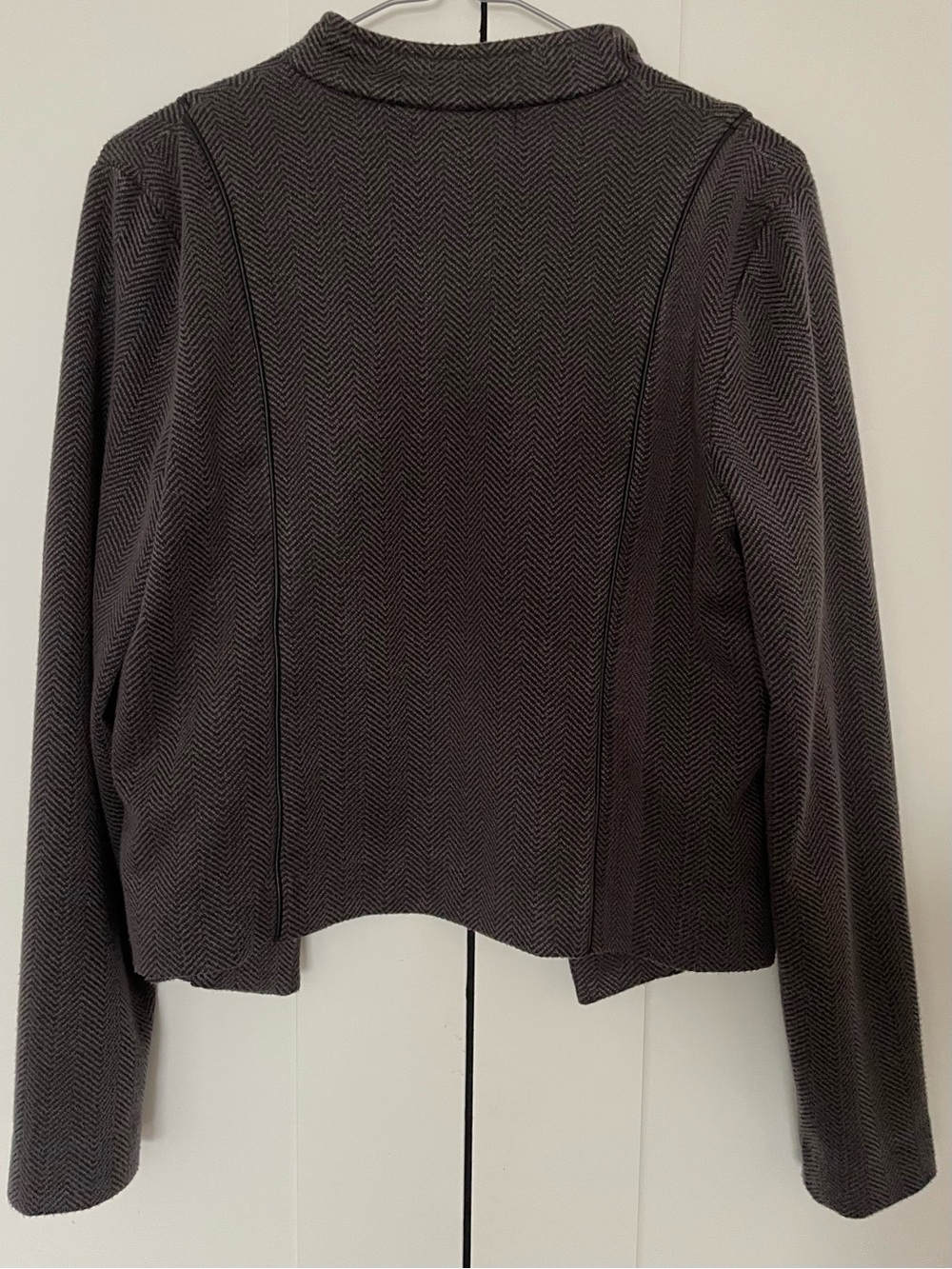 Banana Republic Moto Open Front Blazer Medium Charcoal Herringbone - Picture 2 of 7